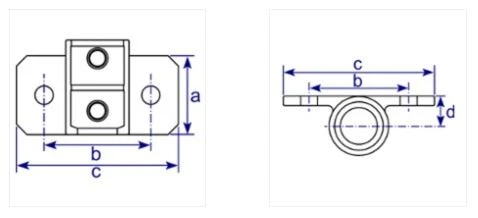 Drawing to show dimensions of the 246 heavy duty side palm fitting